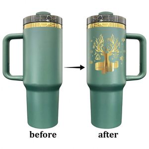 Gobelet de Noël H2.0 de 40 oz, vert, rouge, bleu bébé, avec revêtement en poudre, plaqué or sous le dessus - Product Image 3