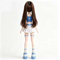 Poupée en plastique écologique personnalisée de 14 cm, forme de dessin animé de petite fille bleue, objet de collection pour cadeaux promotionnels et faveurs de fête