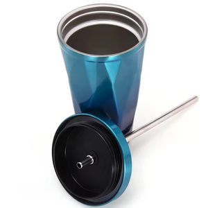 Vacuum Mug Drinking <b>Cups</b> Insulated Coffee Travel Mugs 16oz Stainless Steel Irregular Shape Coffee Tumbler With Straw - Product Image 5
