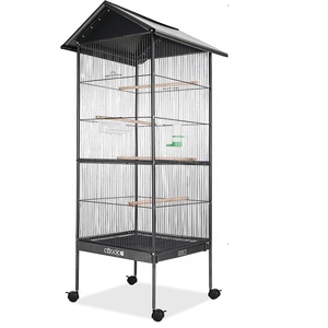 Gabbie per uccelli grande tetto portatile con ruote gabbia per pappagalli rotolamento nero fenice allevamento di grandi dimensioni stormi canarino pappagalli gabbia per parrocchetti - Product Image 4