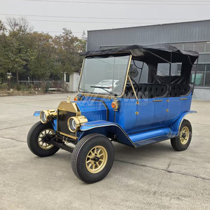 Vente en gros usine Voiture électrique rétro classique vintage bleue à 2 rangées pour tourisme et stations balnéaires avec auvent - Product Image 6
