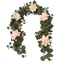Vigne artificielle de 180 cm pour la décoration de la maison et des mariages, feuilles d'eucalyptus, dahlias, fleurs en soie PE