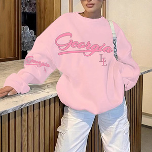 <span class=keywords><strong>Felpa</strong></span> <span class=keywords><strong>Oversize</strong></span> Personalizzata con Logo, Stampa Grafica con Lettere, Pullover Vintage Streetwear con Collo Tondo e Maniche Lunghe per <span class=keywords><strong>Donna</strong></span> - Product Image 2
