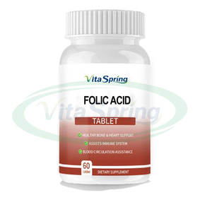 VitaSpring ácido fólico tabletas de vitamina Cas 59-30-3 suplementos alimenticios vitamina <span class=keywords><strong>B9</strong></span> suplemento de ácido fólico - Product Image 1