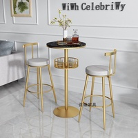 Table de bar ronde sur pieds hauts Donna Marble Nordic – Durable et écologique pour usage commercial dans les salons de thé sur balcon