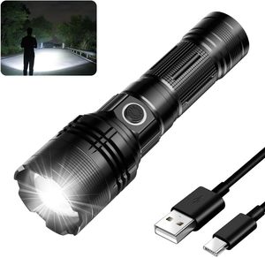 Linterna Táctica LED de Aluminio, Recargable, con Zoom, Súper Brillante, 10000 Lúmenes, Resistente al Agua IP65, Venta al Por Mayor - Product Image 1
