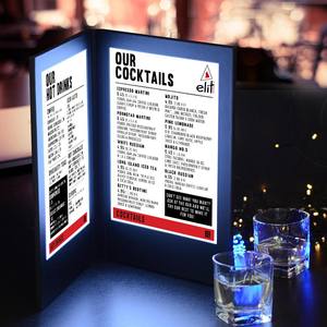 Copertina Menu Illuminata a LED a 2 Pagine Nera per <span class=keywords><strong>Ristorante</strong></span> Bar Club Inserimento Foglio 8.5x11'' Logo Luminoso sulla Copertina - Product Image 2