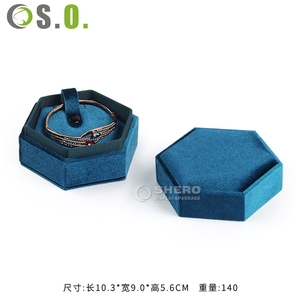 Durable Luxury Hexagonal Velvet Ring Storage Box Customizable Color And Logo For Precious Gemstone Rings Wholesale - Product Image 3