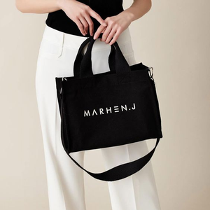 High Quality Durable Advanced Custom logo Pattern Canvas Tote <b>Bag</b> With Embroidered Shoulder Strap - Product Image 2
