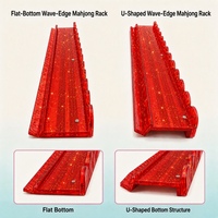 U.Fun Ensemble de poussoirs pour mahjong américain, 4 supports de tuiles en acrylique en forme de U festonnés de 20 pouces, rouge/brillant doré à bords ondulés