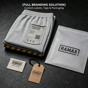 Pantalones Deportivos Personalizados para Hombre con Etiqueta Industrial, Diseño Vintage de Logística, Bolsillos con Parches Desgastados, Franjas de Advertencia en los Puños y Cintura Elástica - Product Image 4
