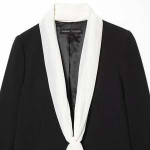 PB&ZA Femme 2026 Nouvelle Collection Printemps Blazer <span class=keywords><strong>Chic</strong></span> Décontracté Vintage avec Nœud Écharpe Manches Longues Couleur Unie Vêtement d'extérieur Féminin - Product Image 3