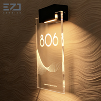 EZD Usine Affaires Transparent Acrylique Led Lumineux Porte D'hôtel Numéro De Chambre Signe Plaque pour Hôtel Appartement