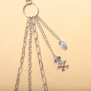 Cadena de cintura Hip Hop Yueli, colgante de calavera de metal multicapa, cadena corporal de aleación de zinc, moda para uso diario - Product Image 4