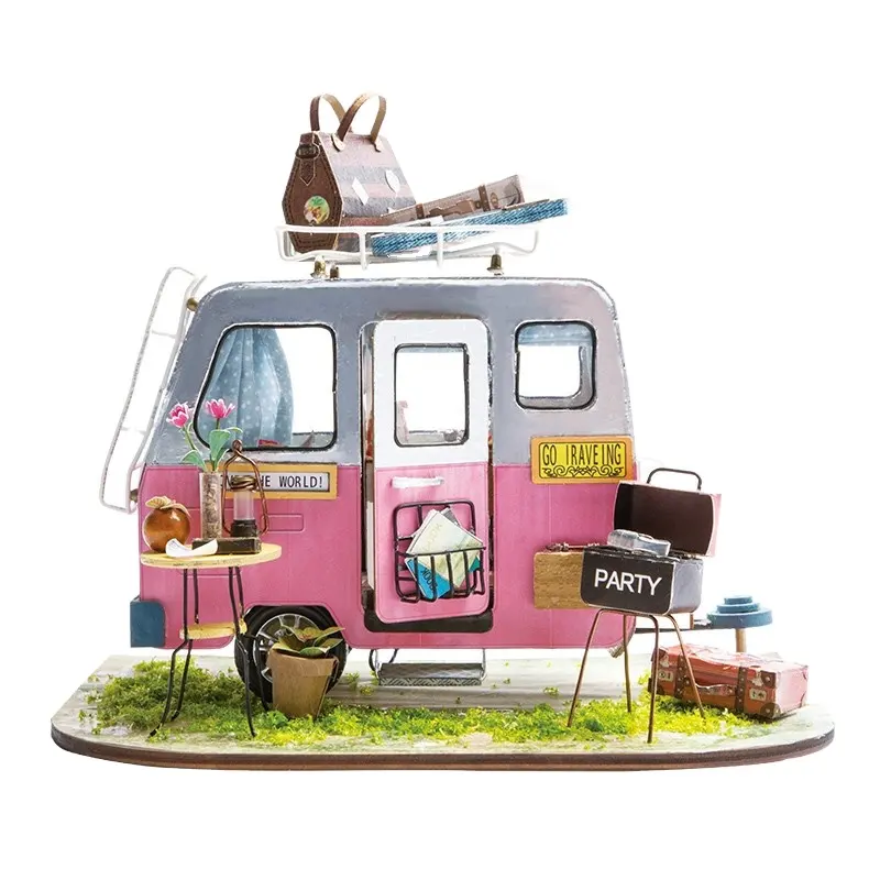 Robotime Happy Camper new diy kit 2018 LED doll house for decoration
