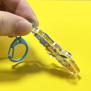 Couleurs translucides personnalisées imprimées Anime acrylique gland breloques Double face dessin animé porte-clés en plastique - Product Image 5