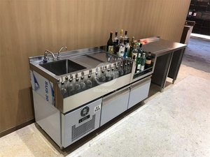 Estación de Bar para Cócteles de Acero Inoxidable con Drenaje, Nuevo Diseño con Tanque de Almacenamiento de Hielo y Lavavasos - Product Image 3