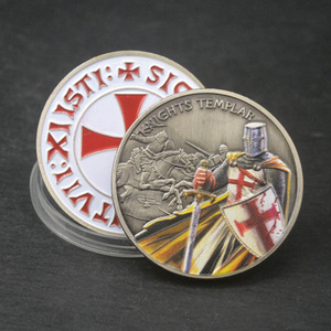 Cavaliere templare antico bronzo moneta commemorativa religione <span class=keywords><strong>giuramento</strong></span> prega sempre croce rossa Souvenir regalo moneta di rame - Product Image 6