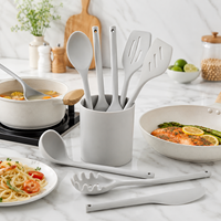 Ensemble d'ustensiles de cuisine 7 pièces sans plastique, anti-rayures, en silicone blanc non toxique, spatules en silicone résistantes à la chaleur de 11 pouces