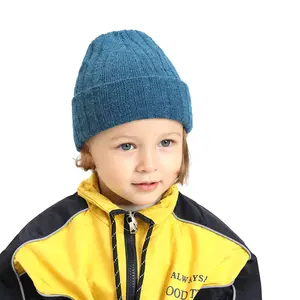 Hoge Kwaliteit Baby Boy Street Dance Hiphop Warm Winter Kid Effen Patroon Gebreide Wollen Muts