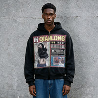 Sweat à capuche personnalisé grande taille en coton avec strass lavé à l'acide en sérigraphie pour hommes