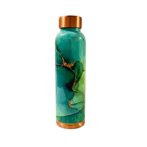 Emerald Flow Copper <b>Water</b> <b>Bottle</b> Abstract Ink Pattern Green Marble Design Reusable Drinking <b>Bottle</b> for Home Office Travel - Product Image 1