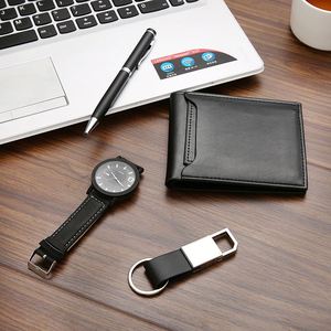 Personalized Executive Gift Set: <b>Wallet</b>, Watch, <b>Keychain</b> & Pen - Custom Logo Options - Product Image 2