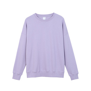 เสื้อสเวตเตอร์ผ้าฝ้ายขนาดใหญ่ใส่ได้ทั้งชายและหญิงเสื้อสเวตเตอร์ไหล่ปล่อยคอลูกเรือสีพื้นเรียบ - Product Image 2