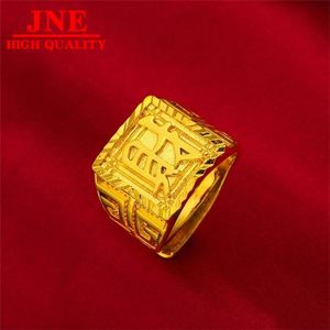 Bague <span class=keywords><strong>pour</strong></span> <span class=keywords><strong>homme</strong></span> de style boutique, plaquée or sous vide, imitation de haute qualité de l'or de placer du Vietnam, avec motif de bénédiction dorée et de fortune - Product Image 5