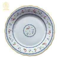 Service de table en céramique personnalisé avec motif de vigne bleue et de roses romantiques françaises, gaufré, pour mariage, fête et location