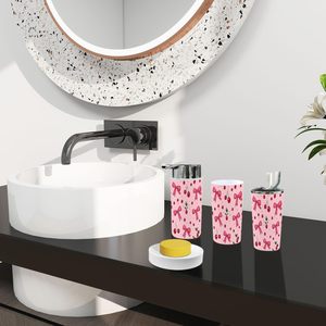 ชุดอุปกรณ์ห้องน้ำสุดชิคสไตล์โบฮีเมียน6ชิ้นริบบิ้นเชอร์รี่โบว์ชุดประดับบ้านทรงสี่เหลี่ยมพิมพ์ลายสต็อก - Product Image 2