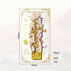 Marque-page vintage en métal doré en forme de papillon, découpe et impression |   Souvenir de fleurs gravées en micro-mosaïque pour cadeaux d'anniversaire - Product Image 4
