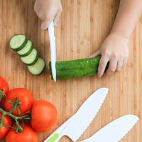 Enfants cuisine poignée ferme bords dentelés couteaux pour enfants 3 pièces ensemble cuisine couteau de cuisson ensemble