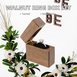 Moderno Set de Cajas para Anillos de Madera de Acacia, Almacenamiento Premium para Joyería de Boda, Decoración Grabada y Pintada, Regalo de Amor de Gran Venta, Decoración para Exhibición - Product Image 2