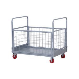 Chariot à plate-forme chariot pliant entrepôt mobile chariot de transport de marchandises chariot à plat à main en métal avec cage détachable - Product Image 2