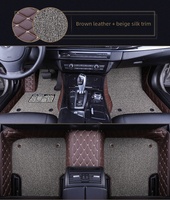 Tapis de sol de voiture sur mesure entièrement enveloppants, double couche, détachables, en cuir avec boucles métalliques, antidérapants et résistants à l'usure
