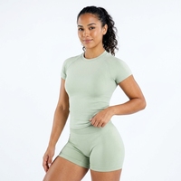 Hauts de yoga mi-longs pour femme en Spandex, anti-transpiration, à manches courtes, extensibles dans les quatre sens, pour l'entraînement sportif en hiver