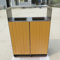Contenedor de Basura de Acero Inoxidable para Exteriores, Comercial, para Parques y Zonas Turísticas, Contenedor de Basura de Metal y Madera para Exteriores