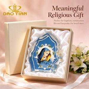 Maßgefertigte Klare Polierte Kristall-Plakette der Jungfrau Maria Tauf- und Kommunionsgeschenk Katholisches Unseres Vaters Religiöses Andenken mit Geschenkbox - Product Image 6