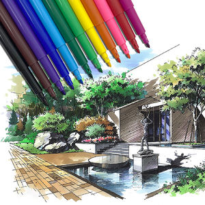 供应商定制无毒可洗12色2毫米细尖儿童彩色绘图笔儿童带标志 - Product Image 3