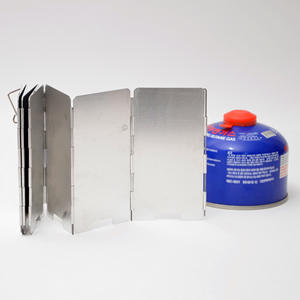 Panel cortavientos para estufa de camping al aire libre, escudo de aluminio plegable de 9 piezas para estufa de gas portátil con bolsa de tela - Product Image 1
