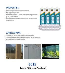 Snelhardende siliconenkit met 550 procent rek, lage VOC, azijnzuur, voor het afdichten van ramen, aquaria, houtbewerking en constructie. - Product Image 2