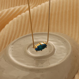 Collier en cristal de <span class=keywords><strong>pierre</strong></span> de naissance étanche en acier inoxydable 304 bijoux de mode délicat empilable grand collier en <span class=keywords><strong>pierre</strong></span> colorée ovale - Product Image 3