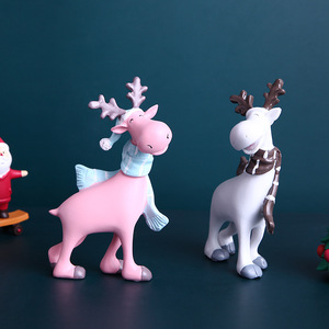 Resin Reindeer <b>Ornament</b> Doll Set Indoor Decor Gift Soft Furnishing <b>Car</b> Decoration Christmas Figurine Toys - Product Image 3