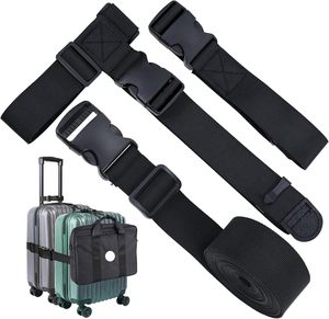 Sangles de <span class=keywords><strong>bagage</strong></span> de voyage noires courtes et réglables avec boucle de maintien pour valise – Promotion - Product Image 1