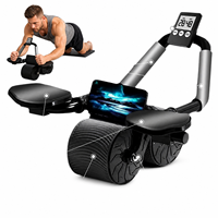 Rueda Abdominal con Rebote Automático y Soporte de Codo de Goma, Temporizador Inteligente con Contador, Entrenador de Core Duradero para Gimnasio en Casa
