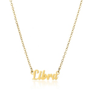 Colliers ras de cou tendance en gros avec pendentif lettre de l'horoscope, bijoux personnalisés en acier inoxydable plaqué or, 12 <span class=keywords><strong>signes</strong></span> <span class=keywords><strong>du</strong></span> <span class=keywords><strong>zodiaque</strong></span> - Product Image 6