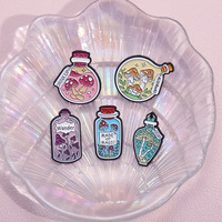 Dessin animé mignon potion magique dérive bouteille champignon Animal métal doux émail broche mode meilleur ami cadeau broche bijoux accessoires