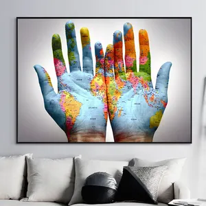 HD Drucke Welt Karte In Hände Malerei Wand Bilder Moderne welt karte leinwand wand kunst leinwand poster