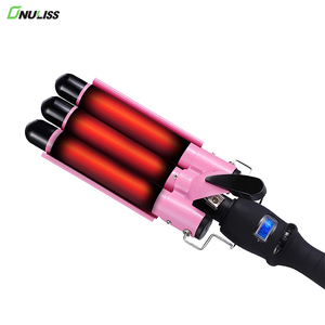 Custom 450 Women 2 in 1 Electric Pink Deep Wave Three Barrel Curling Iron Professional <strong>Hair</strong> Straightener <strong>Hair</strong> <strong>Curler</strong> <strong>Machine</strong> - Product Image 3